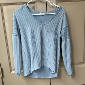 Eyeshadow Light Blue Textured Long Sleeve Top